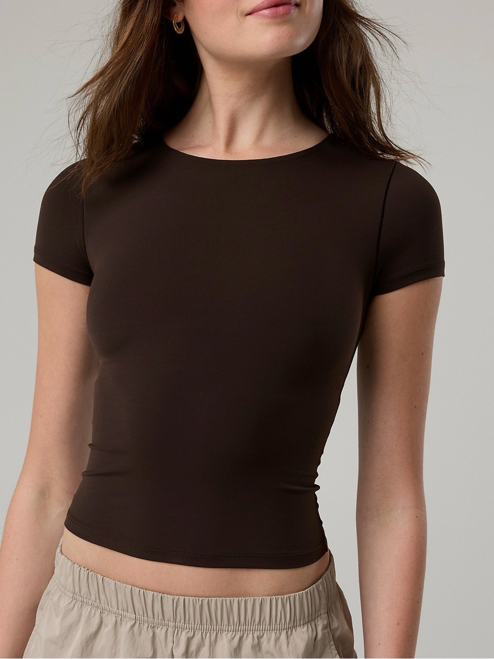 aerie Short Sleeve Fitted Crop Top in yellow
